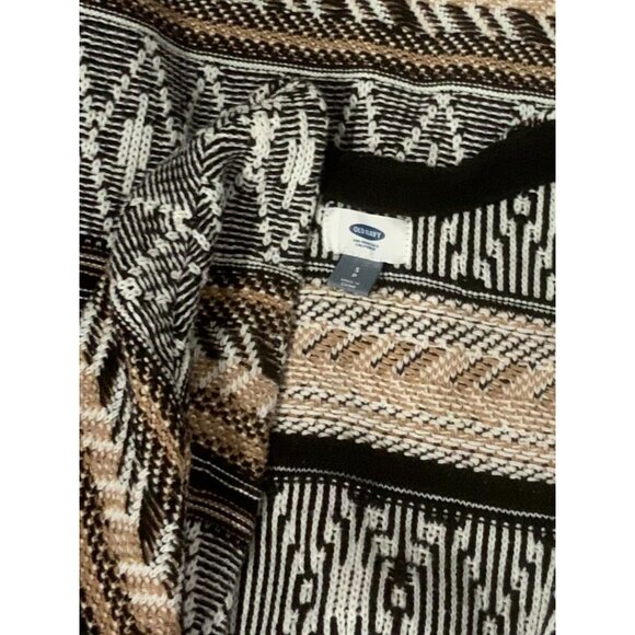 Old Navy Open Front Aztec Patterned Brown Black Cardigan Sweater Size Small - Picture 4 of 7